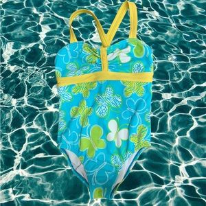 Little girls Blue butterfly speedo swimsuit